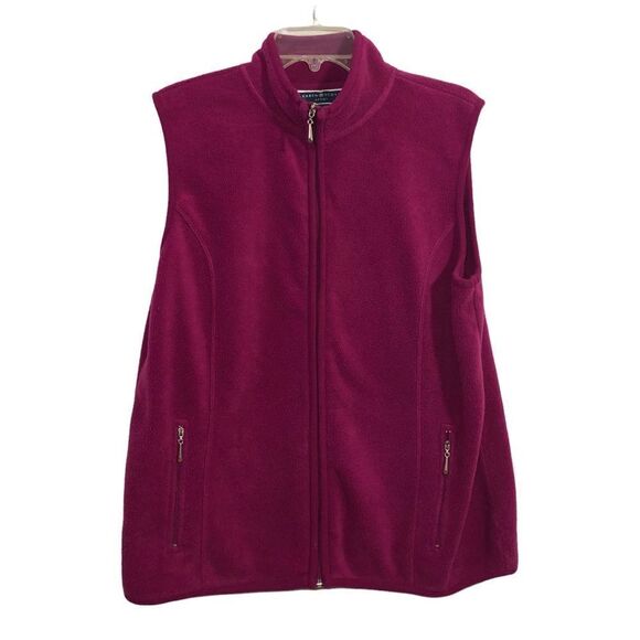 Karen Scott Jackets & Blazers - Fleece Vest Sleeveless Hot Pink